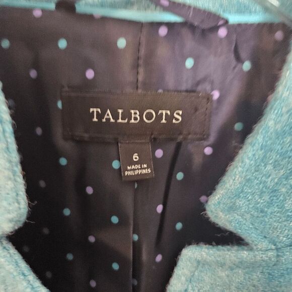 Talbots Herringbone Long Sleeve Wool Blend Blazer Jacket Women's Blue Size 6 - Picture 3 of 4